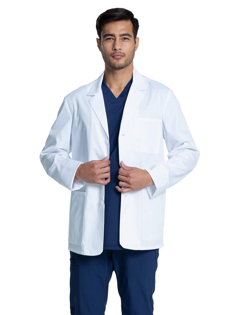 Cherokee Mens Lab Coat 30" Men's Consultation White Coat Durable, Mechanical Stretch - CK401, S, White - Image 2